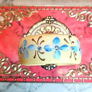 Vintage Childs Size Sparkling Rhinestone Celluloid Cuff Bracelet